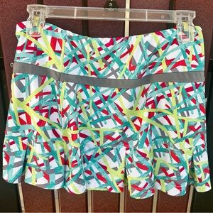 Bolle Women's Skirt with Geometric Pattern in Red, Yellow, and Teal